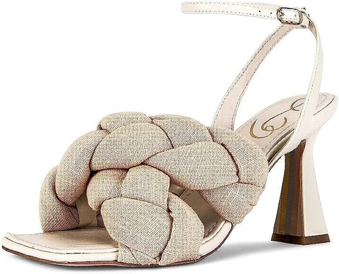 Sam Edelman Courtney Sand Braid Straps Ankle Strap Spool Heeled Dress Sandals