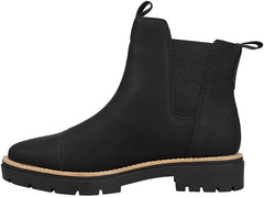 Toms Skylar Black Synthetic Nubuck Pull On Lugged Sole Rounded Toe Ankle Boots