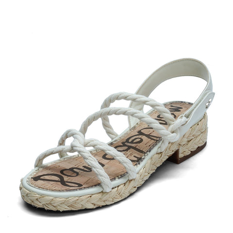 Sam Edelman Cristan Ivory White Round-toe Strappy Espadrille Platform Sandals