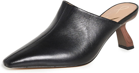 Sam Edelman Skya Black Leather Pointy Toe Slip On Spool Heel Fashion Ankle Pumps