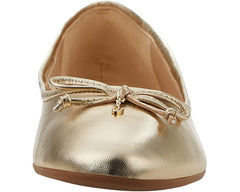 Sam Edelman Kaylee Gold Leather Almond Toe Slip On Detailed Ballet Flats