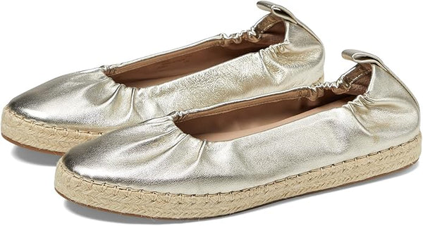 Cole Haan Cloudfeel Seaboard Soft Gold Leather Espadrilles Ballet Flats Loafers