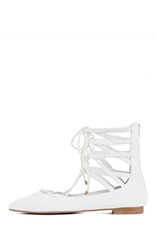 Jeffrey Campbell Atrium Lace Up Tie Up Strappy Upper Pointed Toe Flats Sandals