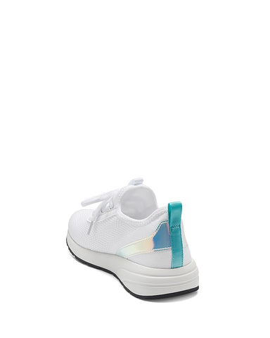 Vince Camuto Arielinda White Iridescent Fashion Textile Lace Up Platform Sneaker