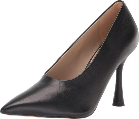 Sam Edelman Hilton Black Spool Heel Pointed Toe Slip On Fashion Leather Pumps