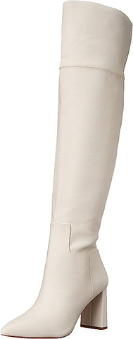 Jessica Simpson Akemi Chalk Faux Suede Knee High Side Zipper Block Heel Boots