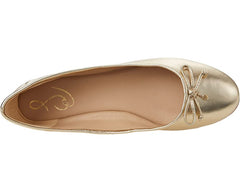 Sam Edelman Kaylee Gold Leather Almond Toe Slip On Detailed Ballet Flats