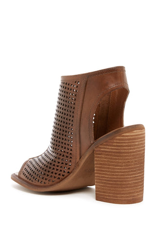 Kelsi Dagger Mason Tan Leather Perforated Block-Heeled Sandals Open Toe Boots