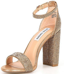 Steve Madden Carrson Bronze Ankle Strap Open Toe Block Heeled Dress Sandals