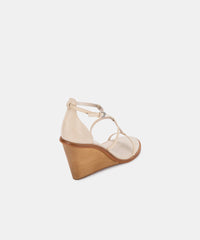 Dolce Vita Jeana Ivory Leathe Fashion Ankle Strap Open Toe Wedge Sandals