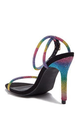 Cape Robbin Serpent Multi Color Rhinestone Open Toe Stiletto Heeled Sandals