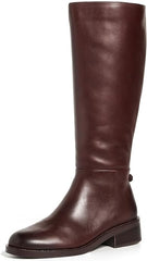 Sam Edelman Mable Spiced Pecan Rounded Toe Stacked Block Heeled Mid-Calf Boots
