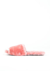 Jeffrey Campbell Motel-F Faux Fur Slide Sandals Slip On Blush Slipper Mule