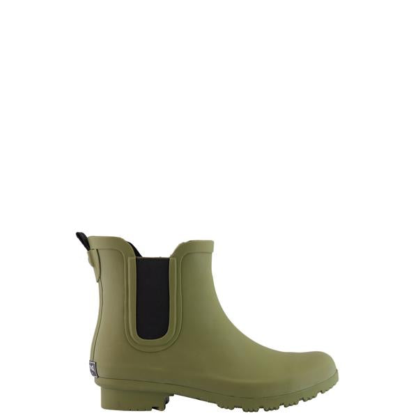 Roma Women's Chelsea High Ankle Vegan Rain Boots Waterproof Matte Olive