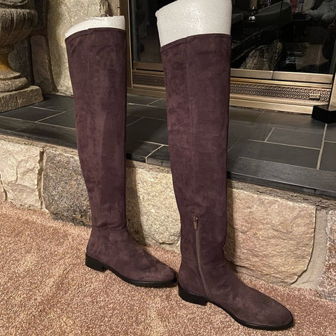 Vince Camuto Hailie Dark Slate Grey Pointed Toe Over The Knee Suede Boots