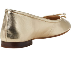 Sam Edelman Kaylee Gold Leather Almond Toe Slip On Detailed Ballet Flats