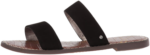 Sam Edelman Gala Slide Mule Black Suede Open Toe Two Piece Flat Slip On Sandals