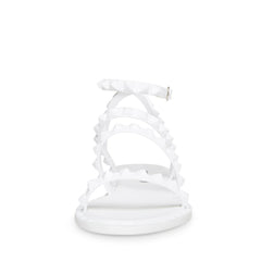 Steve Madden Travel Leather Rock Stud Flat Sandals White Jelly