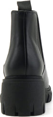 Soda Pioneer Black Lug Sole Elastic Gore Chelsea Fashion Wide Ankle Boots