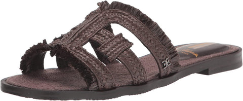 Sam Edelman Bay Dark Chocolate Slide Mule Open-Toe Slip-On Leather Flat Sandals