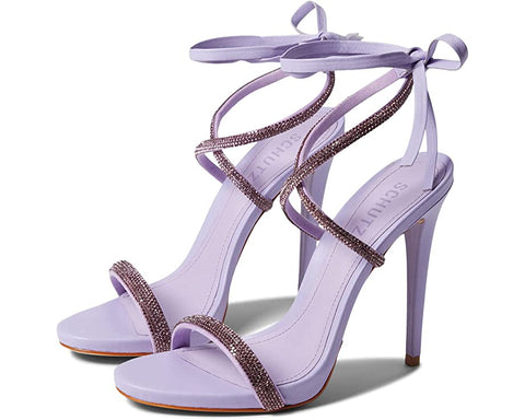 Schutz Cloe Crystal Light Amethyst Lace Up Sparkling Embellished Heeled Sandals