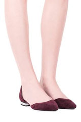 Jeffrey Campbell Shoes amorous Wine Suede Clear Heel Pointed Toe Ballet Flats