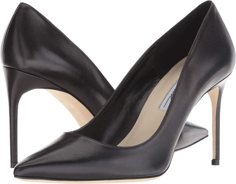 Brian Atwood VALERIE Pump Black Leather Pointed Toe Slip On Classic Dress Pumps