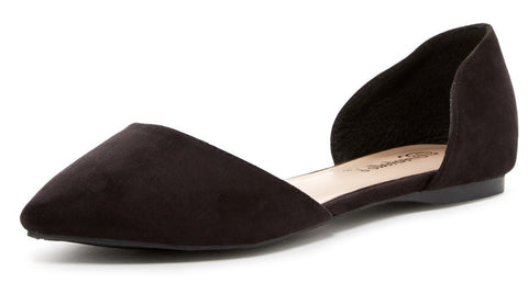 Breckelles Dolley-52 Black Faux Suede D'Orsay Pointed Toe Comfortable Flats