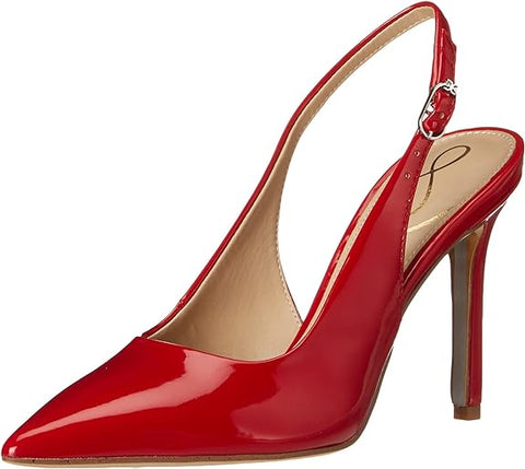 Sam Edelman Hazel Sling Ruby Red Pointed Toe Stiletto Heel Fashion Pumps (Wide)