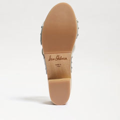Sam Edelman Brandy White Leather Double Strap Slip On Open Toe Block Heel Mules