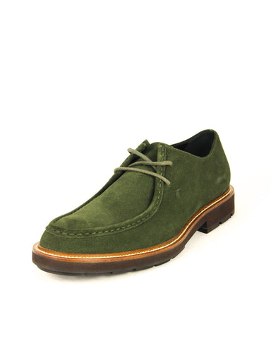 Tod's Men's POLBASSO MUSCHIO Green Suede Shoes Leather Lining Lace Up Shoes