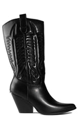 Cape Robbin Southern Belle Western Tall Shaft Pointed Toe Block Heel Cowboy Boot (8, BLACK)