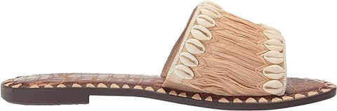 Sam Edelman Gale Natural/Ivory Open Squared Toe Slip On Flats Slides Sandals