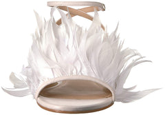 Pour La Victoire Layla Ivory Flat Feathered Sandals Ivory White Feather