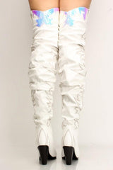 Cape Robbin Kelsey-21 White Over The Knee Pointed Toe Western Thigh High Boots