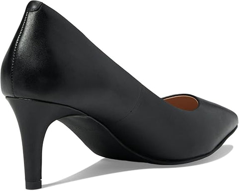 Cole Haan Vandam Pump Black Waterproof Leather Pointed Toe Kitten Heeled Pumps