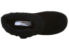 Clarks Suede Leather Knitted Collar Clog Plush Faux Fur Lining Slippers Black/Aztek Multi