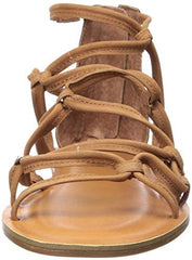 Lucky Brand Anisha Umber Brown Flat Sandal Gladiator Flat Caged Strappy Sandals