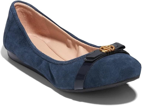 Cole Haan Tova Navy Blazer Suede Slip On Rounded Toe Classic Ballet Flats