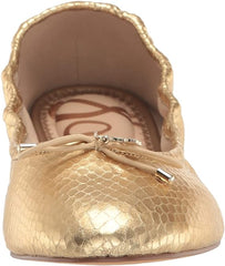 Sam Edelman Felicia Gold Boa Embossed Metallic Slip On Rounded Toe Ballet Flats