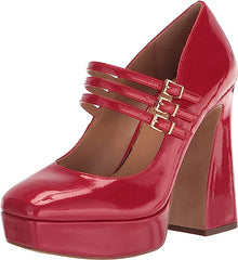 Jessica Simpson Darena Richest Red Buckle Straps Block High Heel Platform Sandal