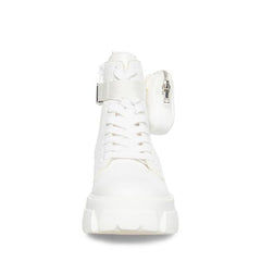 Steve Madden Thora-P White Fashion Pouch Extra Chunky Platform Ankle Combat Boots