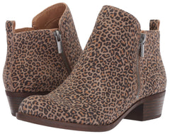 Lucky Brand Women's Basel Ankle Bootie Eyelash Leopard Low Cut Dress Booties