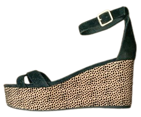 Cecelia New York Bella Black/Leopard Ankle Buckle Strap Platform Wedge Sandals
