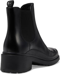 Cole Haan Grand Ambition Westerly Black Box Calf Leather Pull On Round Toe Boots