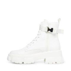 Steve Madden Thora-P White Fashion Pouch Extra Chunky Platform Ankle Combat Boots