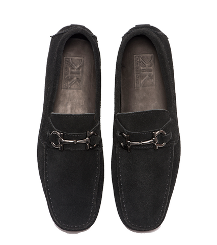 Mens Pair of Kings Top Kicker Black Leather Suede Moccasins Dress Shoes
