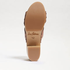 Sam Edelman Brandy Dark Brown Double Strap Slip On Open Toe Block Heel Mules