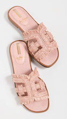 Sam Edelman Bay Clay Pink Slide Mule Open-Toe Slip-On Leather Flat Sandals