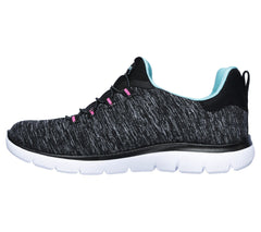 Skechers Summits-Quick Getaway Memory Foam Lace-up Sneaker Black/Light Blue (7, Black/Light Blue)